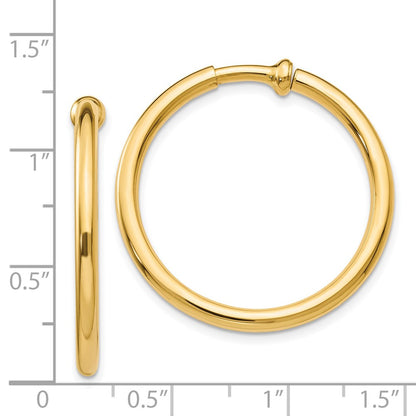 14K Yellow Gold Non Pierced Hoops Earrings
