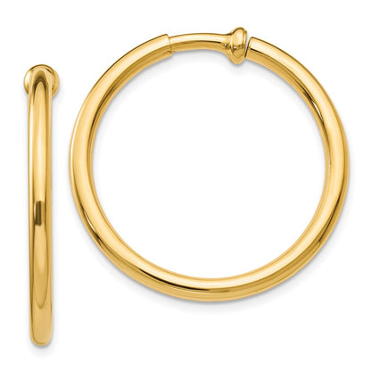 14K Yellow Gold Non Pierced Hoops Earrings