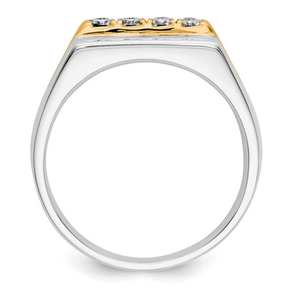 14k Two-Tone Gold Real Diamond Men's Ring