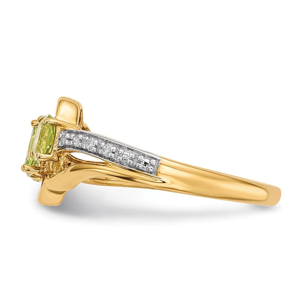 14K Gold w/ Peridot & Real Diamond Polished Ring
