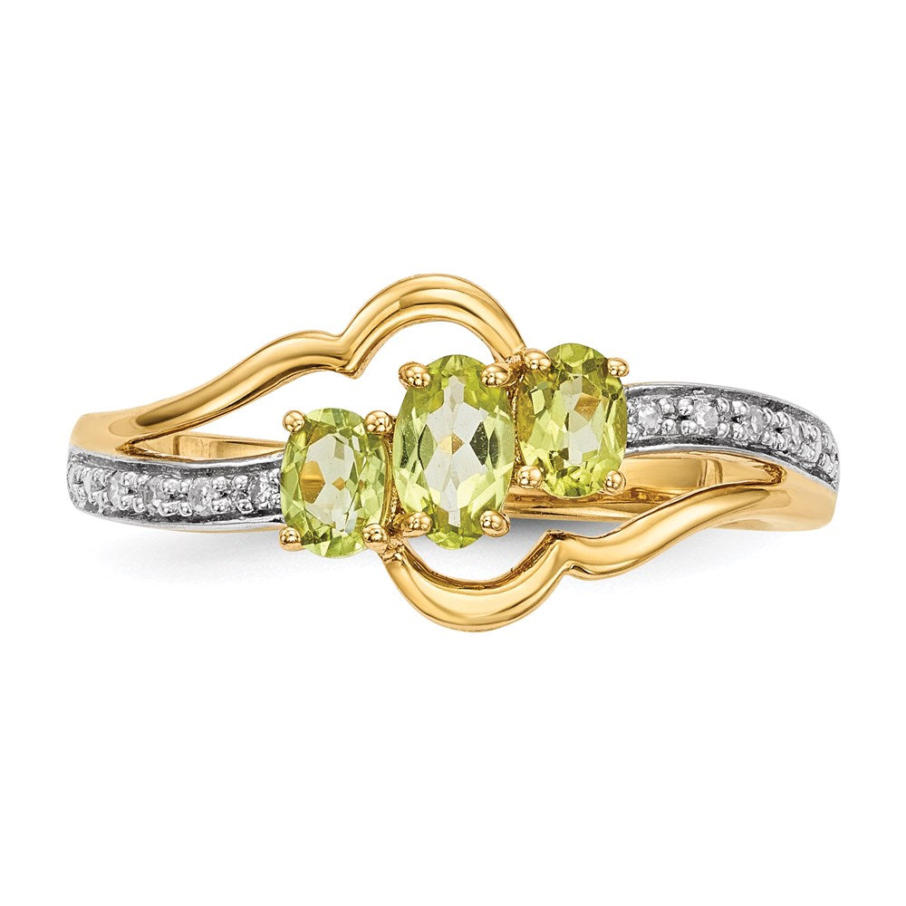 14K Gold w/ Peridot & Real Diamond Polished Ring