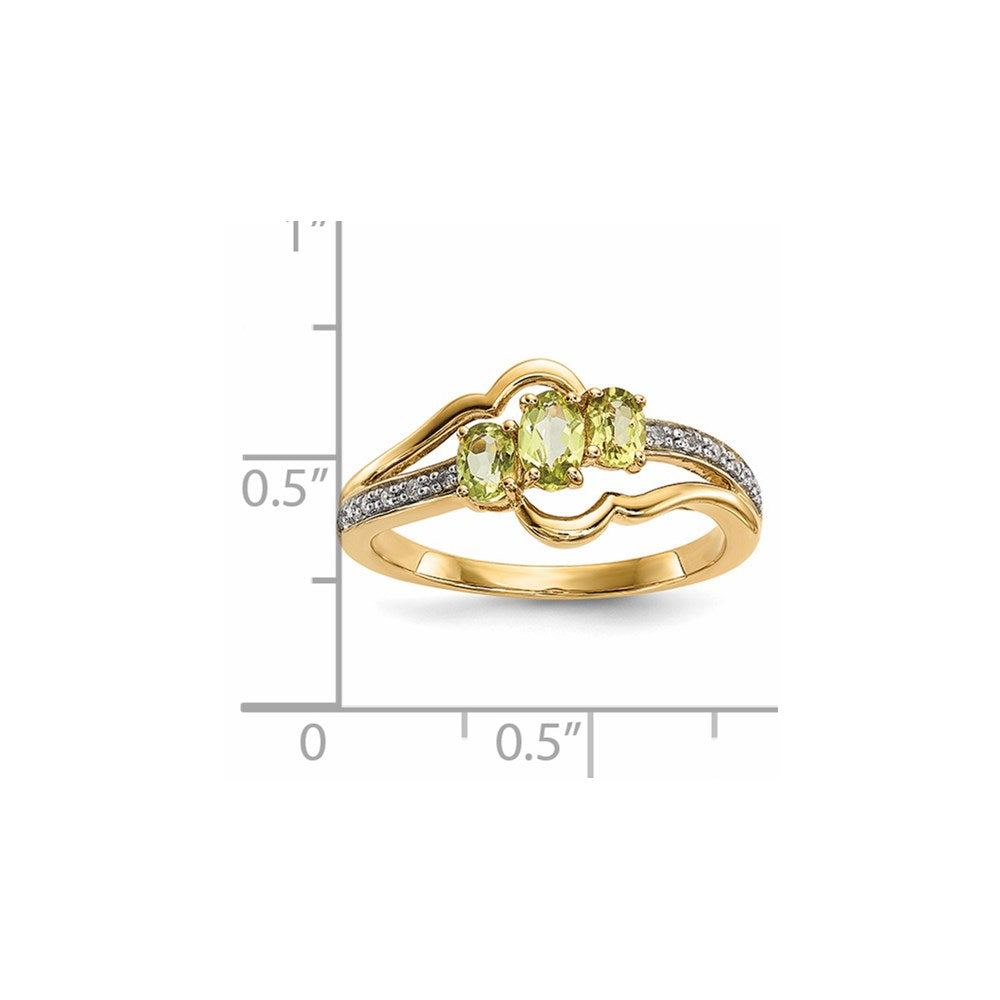 14K Gold w/ Peridot & Real Diamond Polished Ring