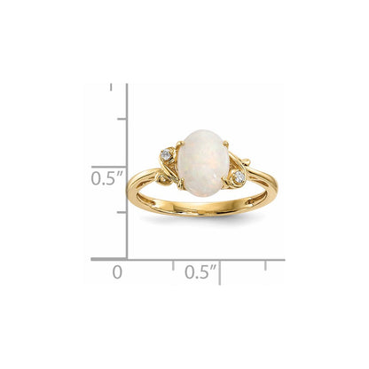 14K Gold w/ Austrian Opal & Real Diamond Ring