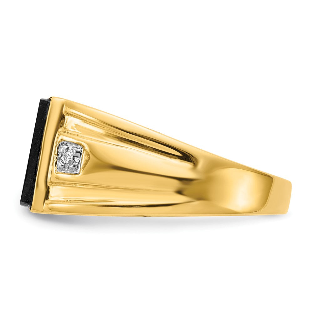 14K Yellow Gold Men'S Onyx And Diamond Ring