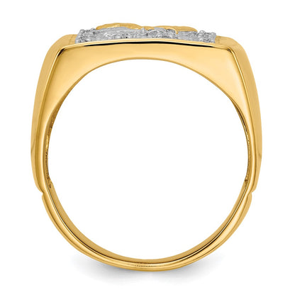 14K Yellow & Rhodium Aaa Diamond Men'S Ring