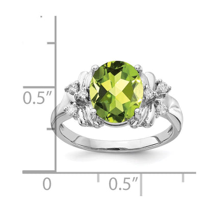 14k White Gold 10x8mm Oval Peridot Checker A Real Diamond ring