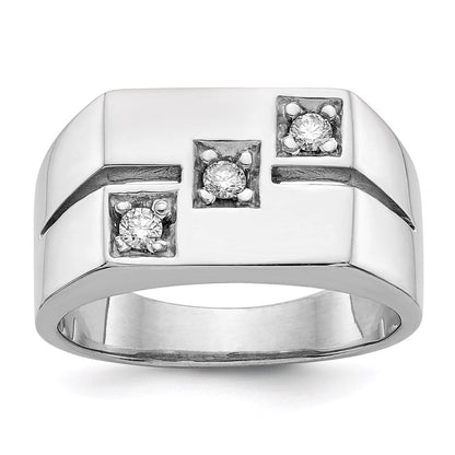14k White Gold AAA Real Diamond men's ring
