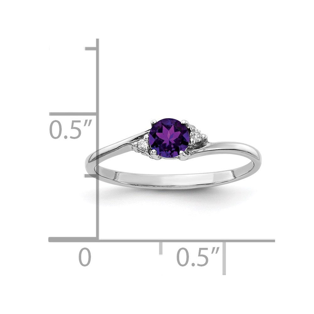 14K White Gold 4mm Amethyst A Diamond Ring