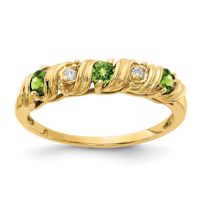 14K Yellow Gold 2.75mm Peridot A Diamond Ring