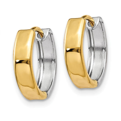 14K Two Tone Hinged Hoop Earrings