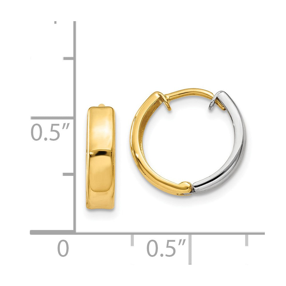14K Two Tone Hinged Hoop Earrings
