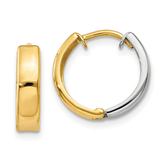 14K Two Tone Hinged Hoop Earrings