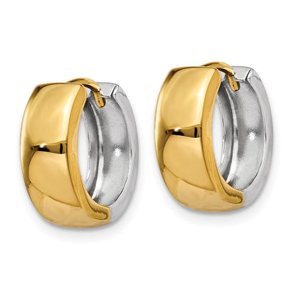 14K Two Tone Hinged Hoop Earrings