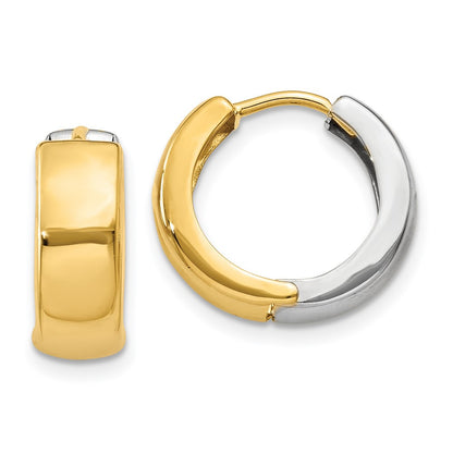 14K Two Tone Hinged Hoop Earrings