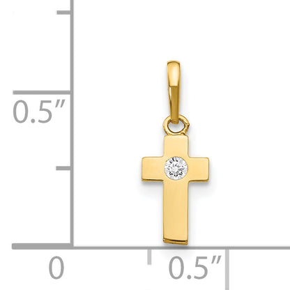 14K Yellow Gold Cz Children'S Cross Pendant