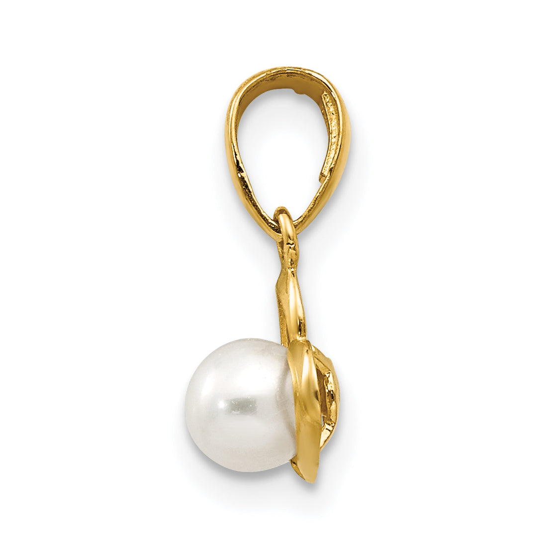 14k Yellow Gold 14k FW Cultured Pearl Children's Heart Pendant