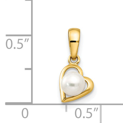 14k Yellow Gold 14k FW Cultured Pearl Children's Heart Pendant