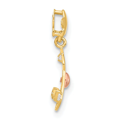 14k Two-tone 14k Yellow and Rose Gold CZ Children's Rocking Horse Pendant