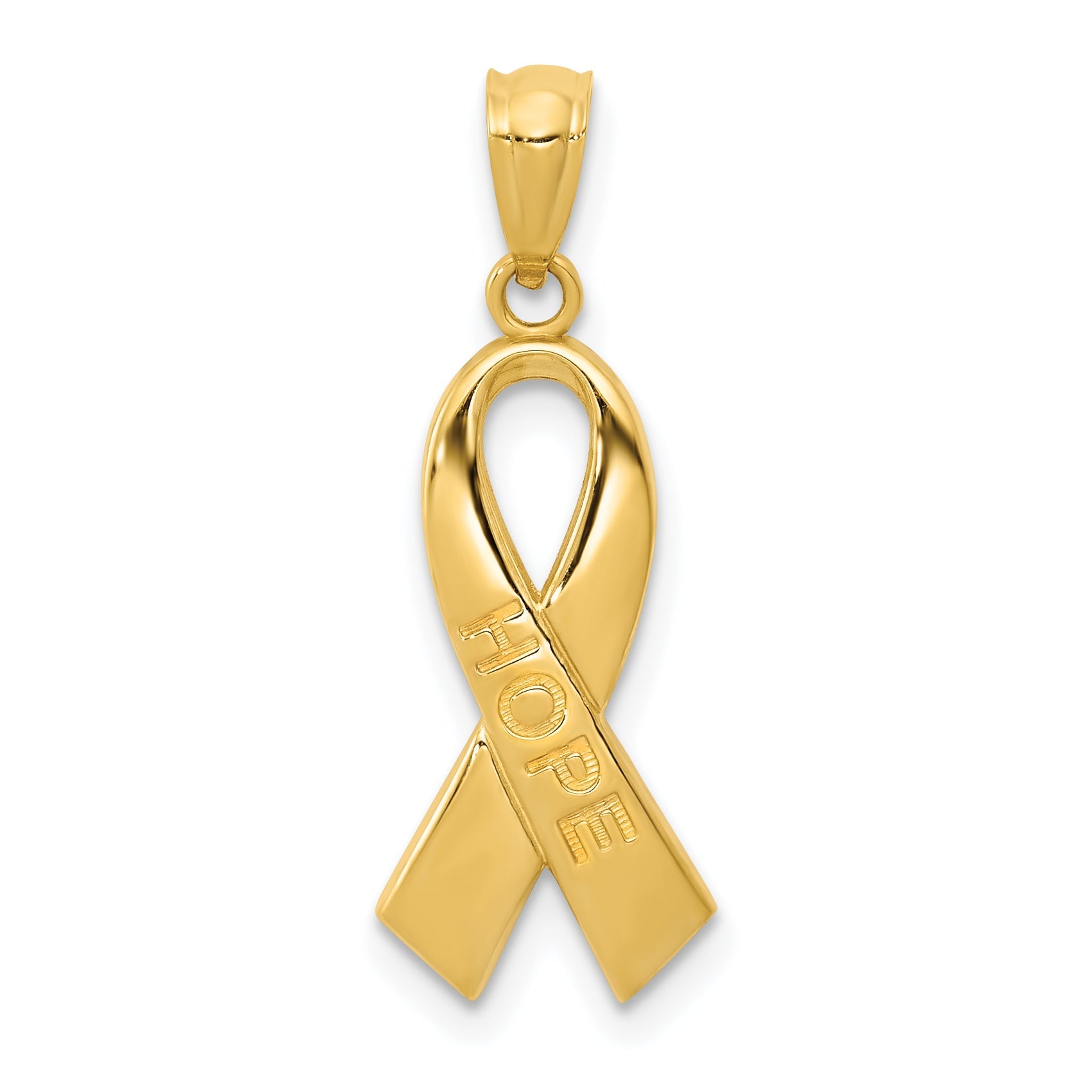 14k Yellow Gold 14k Gold Polished HOPE Ribbon Pendant