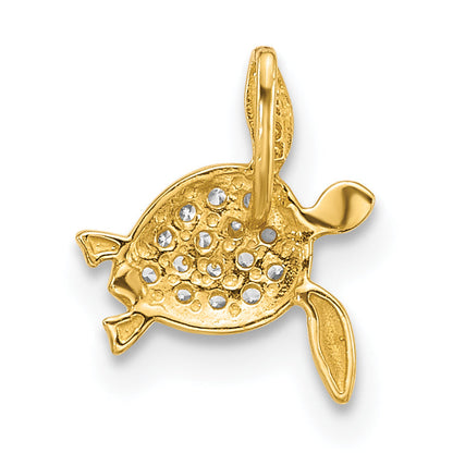 14k Yellow Gold 14k Childrens CZ Sea Turtle Chain Slide