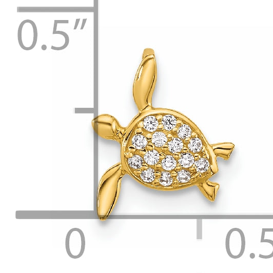 14k Yellow Gold 14k Childrens CZ Sea Turtle Chain Slide
