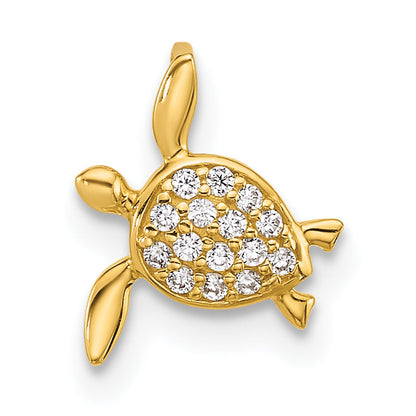 14k Yellow Gold 14k Childrens CZ Sea Turtle Chain Slide