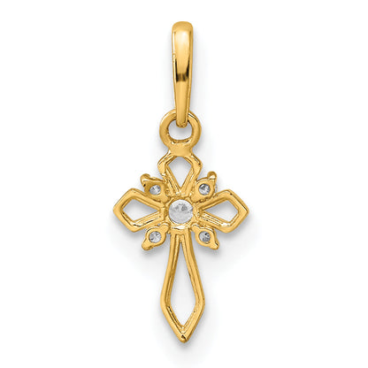 14K Yellow Gold Childrens Fancy Cz Cross Pendant