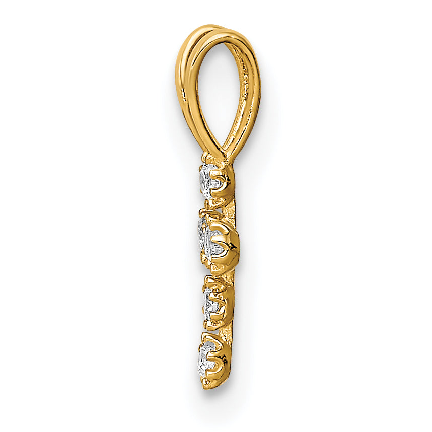 14K Yellow Gold Cz Cross Pendant