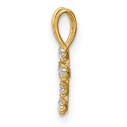 14K Yellow Gold Cz Cross Pendant