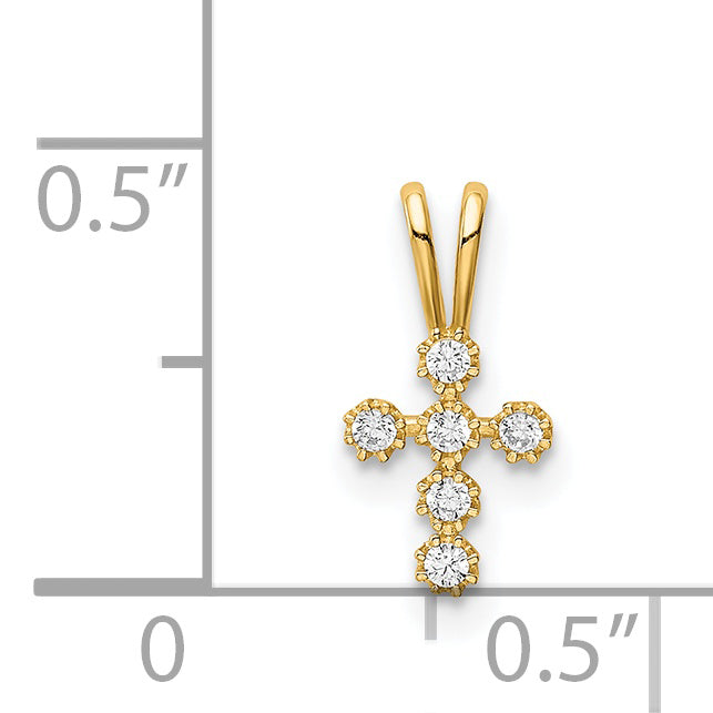 14K Yellow Gold Cz Cross Pendant