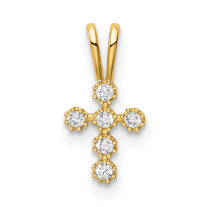 14K Yellow Gold Cz Cross Pendant