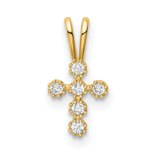 14K Yellow Gold Cz Cross Pendant