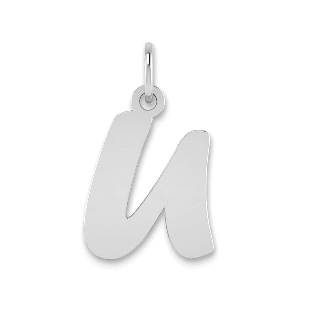 14K White Gold 14Kw Polished Script Letter U Initial Pendant
