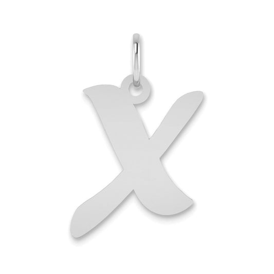 14K White Gold 14Kw Polished Script Letter X Initial Pendant