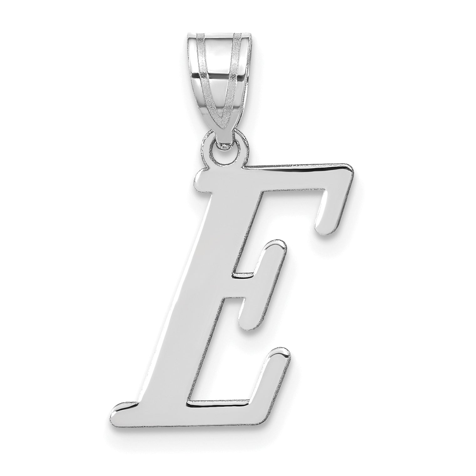 14k White Gold 14kw Polished Letter E Initial Pendant