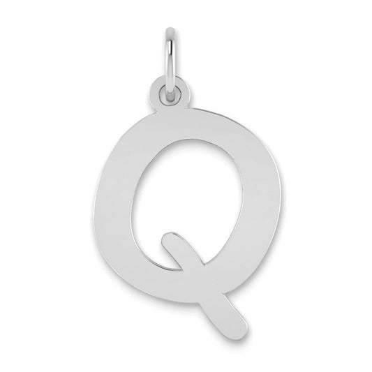 14K White Gold 14Kw Polished Bubble Letter Q Initial Pendant