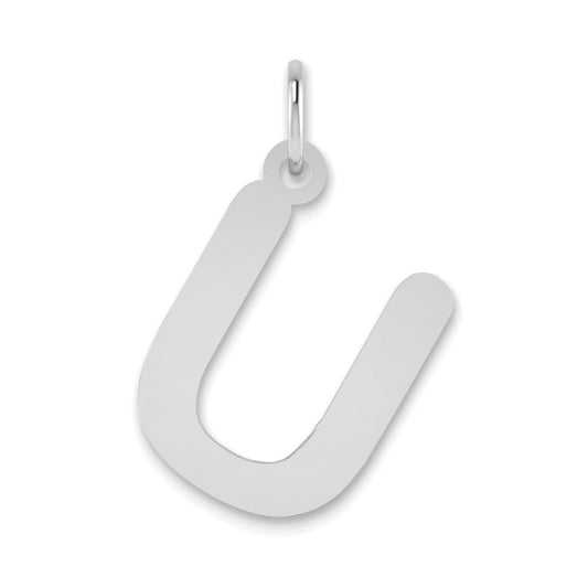 14K White Gold 14Kw Polished Bubble Letter U Initial Pendant