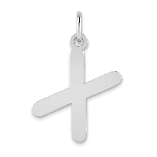 14K White Gold 14Kw Polished Bubble Letter X Initial Pendant
