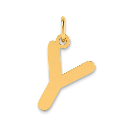 14K Yellow Gold Polished Bubble Letter Y Initial Pendant