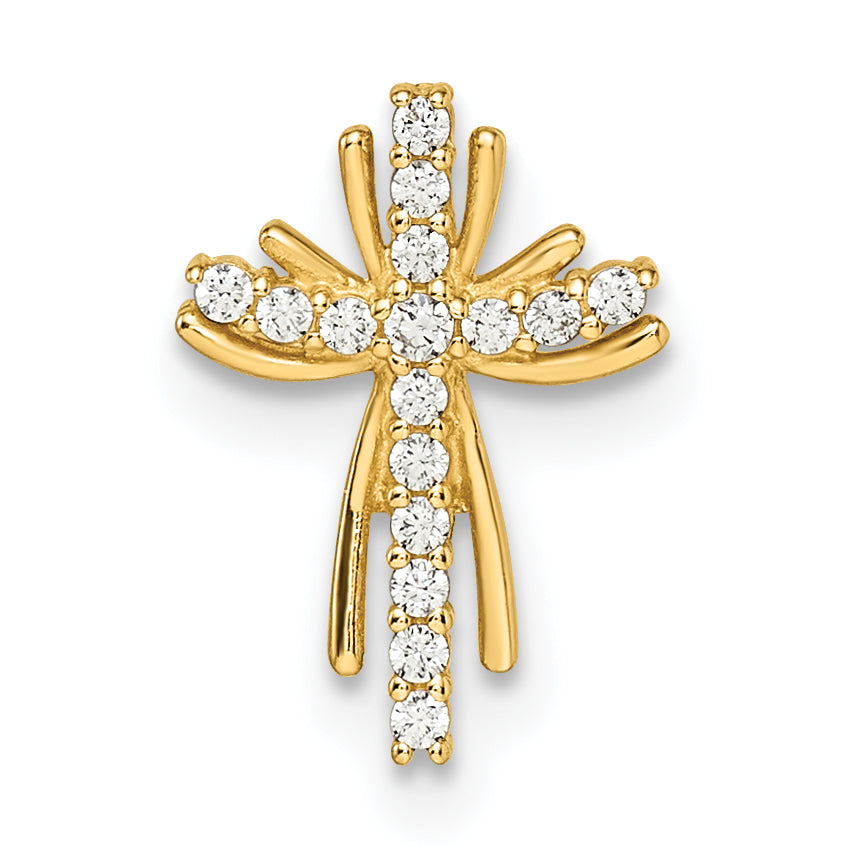 14k Yellow Gold 14k CZ Cross Chain Slide