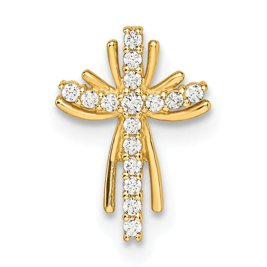 14k Yellow Gold 14k CZ Cross Chain Slide
