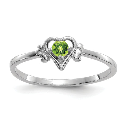 10K White Gold 10K Peridot Birthstone Heart Ring