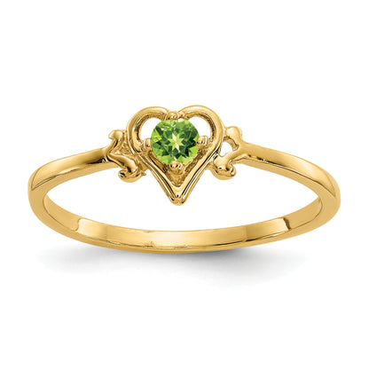 10K Yellow Gold 10K Peridot Birthstone Heart Ring