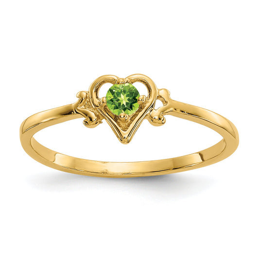 10K Yellow Gold 10K Peridot Birthstone Heart Ring