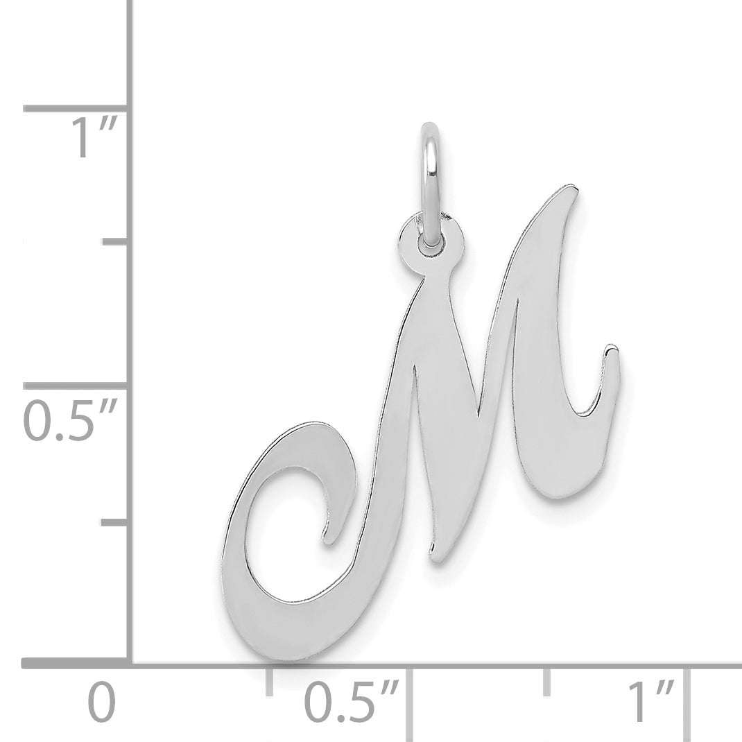 14k White Gold 14K White Gold Medium Fancy Script Letter M Initial Charm