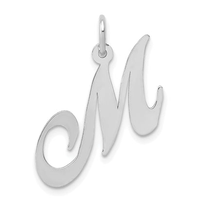 14k White Gold 14K White Gold Medium Fancy Script Letter M Initial Charm