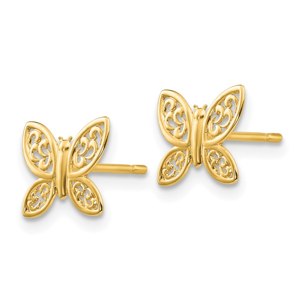 14K Yellow Gold Polished Butterfly Post Earrings