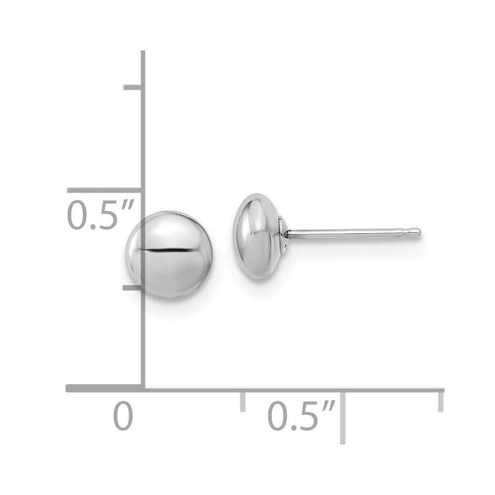 14K White Gold Polished Button Post Earrings