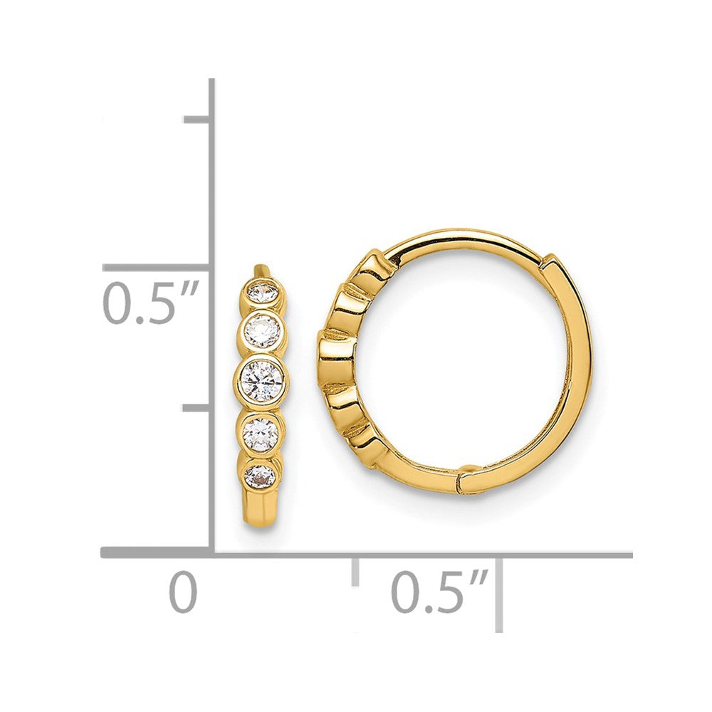 14K Yellow Gold Cz Hinged Hoop Earrings