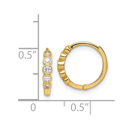 14K Yellow Gold Cz Hinged Hoop Earrings